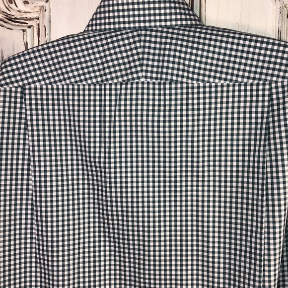 Men’s Non-Iron 100% Cotton Traditional Fit Green and White Gingham Check Shirt - Picture 6 of 12
